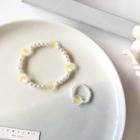 Flower Faux Pearl Bracelet / Ring