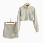 Set: Cropped Shirt Jacket + Mini Fitted Skirt