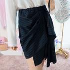 Drape-front Pinstripe Wrap Skirt