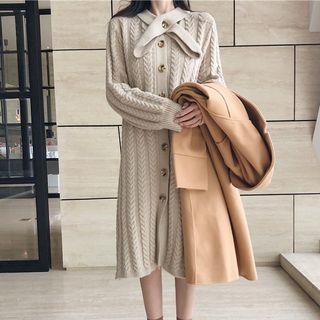 Long Cable-knit Cardigan As Shown In Figure - One Size