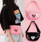 Heart Embroidered Patent Waist Bag