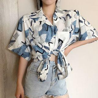 Short-sleeve Print Chiffon Shirt
