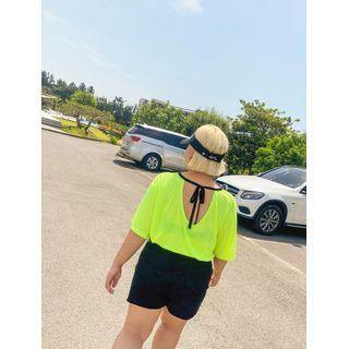 Plus Size Tie-back Neon T-shirt