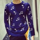 Musical Note Print Knit Top