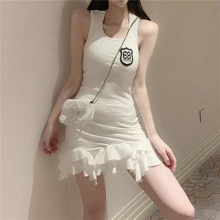 Ruffle Trim Mini Tank Dress White - One Size