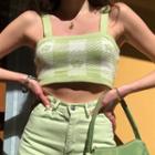 Gingham Knit Crop Camisole Top