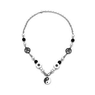 Yin And Yang Stainless Steel Necklace Black & White Yin And Yang - Silver - One Size