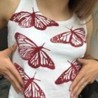 Butterfly Print Sleeveless Tank Top