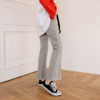 Band-waist Slit Boot-cut Pants