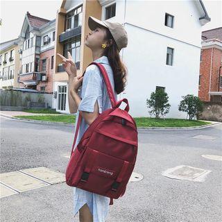 Buckled Strap Letter Nylon Backpack