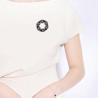 Zircon Flower Hoop Brooch