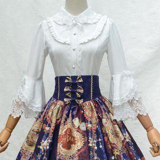 Lace Trim Bell-sleeve Shirt