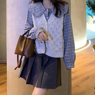Plaid Blouse / Sweater Vest