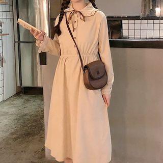 Tie-neck Long Sleeve Shirtdress