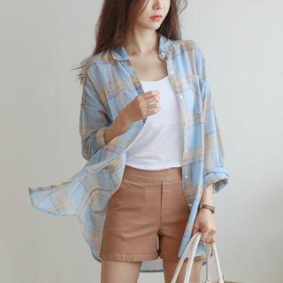 Loose-fit Summer Plaid Shirt