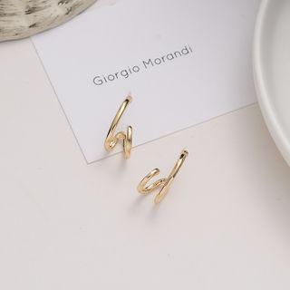 Alloy Swirl Earring 1 Pair - 925 Silver Needle Earring - Gold - One Size