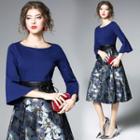 Floral Jacquard A-line Midi Dress