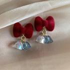 Flocking Bow Bell Fringed Earring 1 Pair - Stud Earrings - Red - One Size