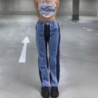 Patchwork Loose Fit High Waist Jeans