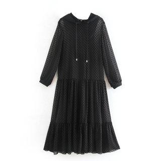 Long-sleeve Hooded Maxi Mesh Dress