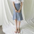 Asymmetric-hem Gingham Mermaid Skirt