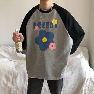 Couple Matching Long-sleeve Printed Raglan T-shirt