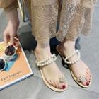 Faux-pearl Detail Flip Flops