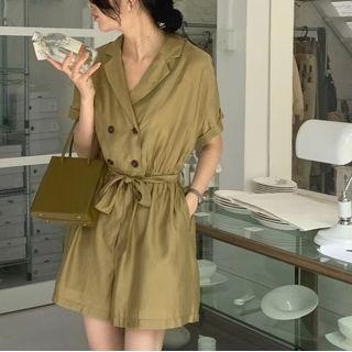 Short-sleeve Double-breasted Romper