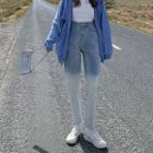 Ombre Cropped Straight Leg Jeans
