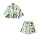 Set: Elbow-sleeve Hawaiian Shirt + Shorts