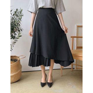 Dali Hotel Pleated Long Flare Skirt