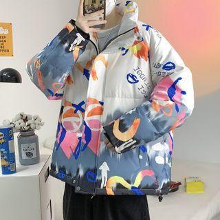 Color Block Zip-up Down Jacket