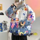 Color Block Zip-up Down Jacket