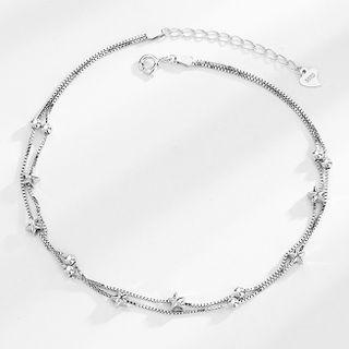 Star Layered Sterling Silver Anklet 925 Silver - Anklet- Star - Silver - One Size