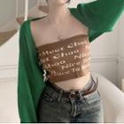 Lettering Crop Tube Top / Long-sleeve Shrug