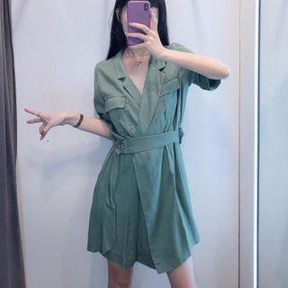 Sleeveless Mini A-line Cargo Dress