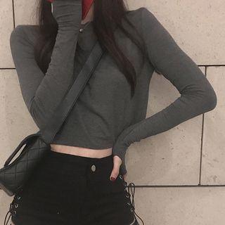 Long-sleeve Plain / Striped T-shirt