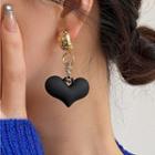 Heart Resin Alloy Dangle Earring 1 Pair - Black - One Size