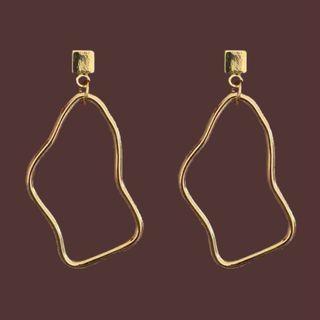 Irregular Drop Earring 1 Pair - Drop Earring - S925silver - Gold - One Size
