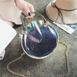 Wet-look Chain-strap Cross Bag