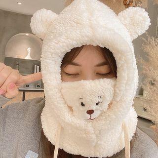 Bear Faux Shearling Balaclava Hat