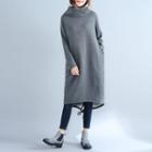 Long-sleeve Turtleneck Midi Sweatshirt Dress