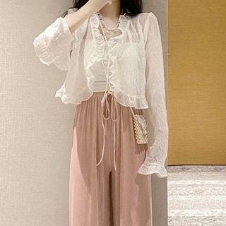 Plain Camisole Top / Chiffon Tied Jacket