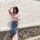Lettering Relaxed-fit T-shirt Pink - One Size