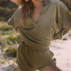 Set: Plain Long Sleeve Polo Top + Shorts
