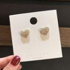 Rhinestone Heart Stud Earring 1 Pair - E1619 - Gold - One Size