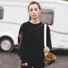 Floral Embroidery Sports Sweatshirt