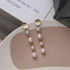 Alloy Disc Faux Pearl Dangle Earring 1 Pair - 925 Silver Earrings - Gold - One Size