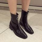 Patent Front-zip Short Boots