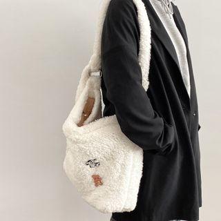 Set: Fleece Crossbody Bag + Cartoon Badge